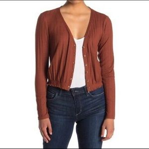 Abound Pointelle Knit Crop Sweater Rust Sequoia